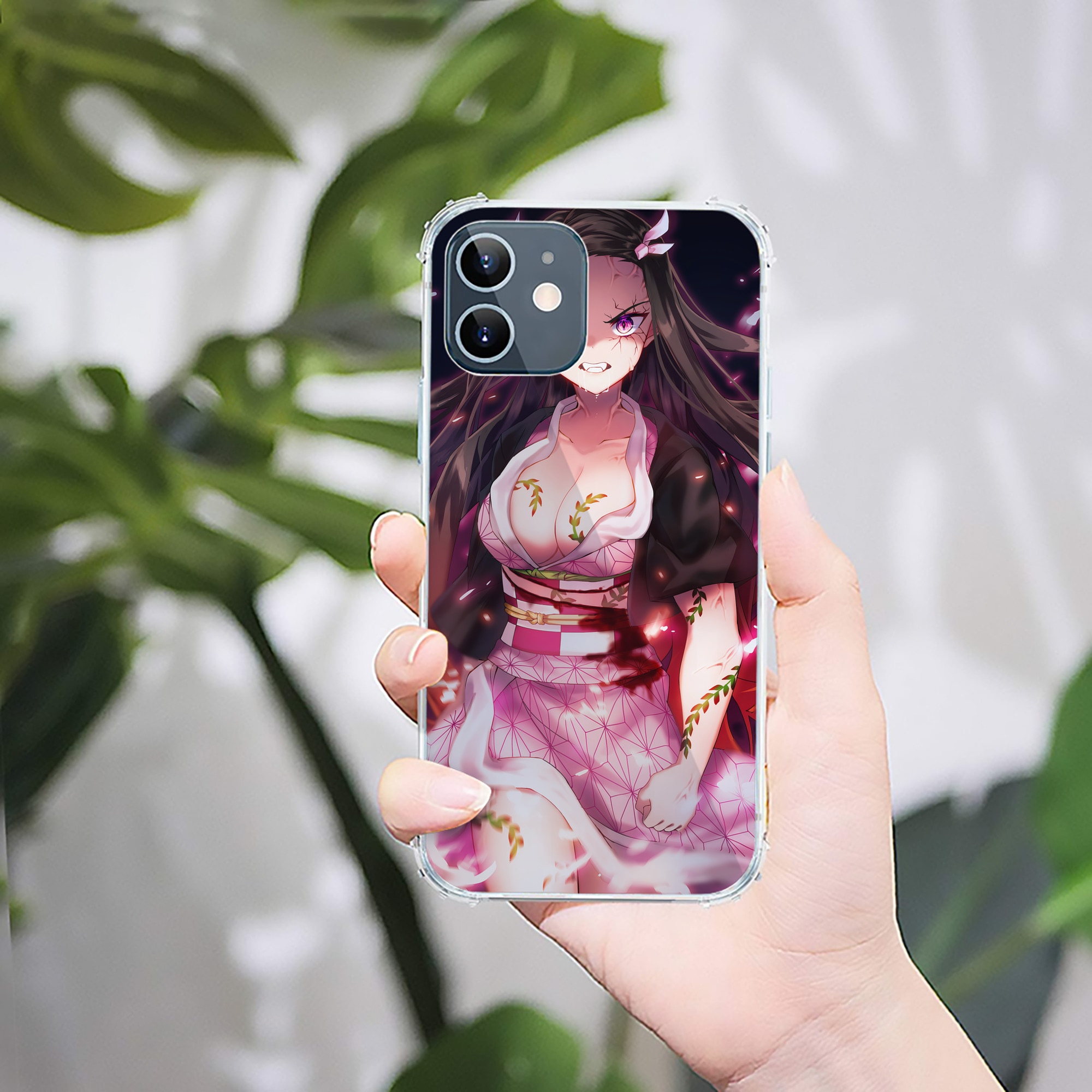 （画像用） 鬼滅の刃（きめつのやいば）竈門 禰󠄀豆子／かまど ねずこ Kamado Nezuko 【iPhone 12シリーズ対応】透明スマホケース（クリアソフトケース）